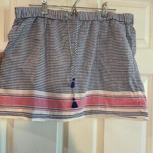 Vineyard Vines Nautical Stripes Cotton Linen Tassel Skirt Size XL